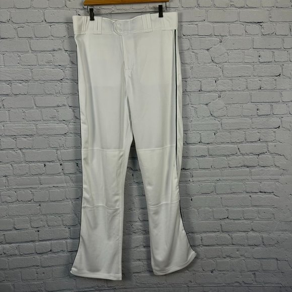 Rawlings Men's 10H Pro‎ Flare Piped Baseball Pants, Adult Large, White/Green - Picture 1 of 10